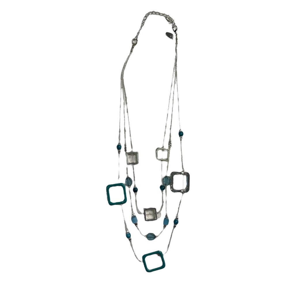❤️❤️LAST CHANCE ❤️❤️ Silver Turquoise acrylic necklace - squares